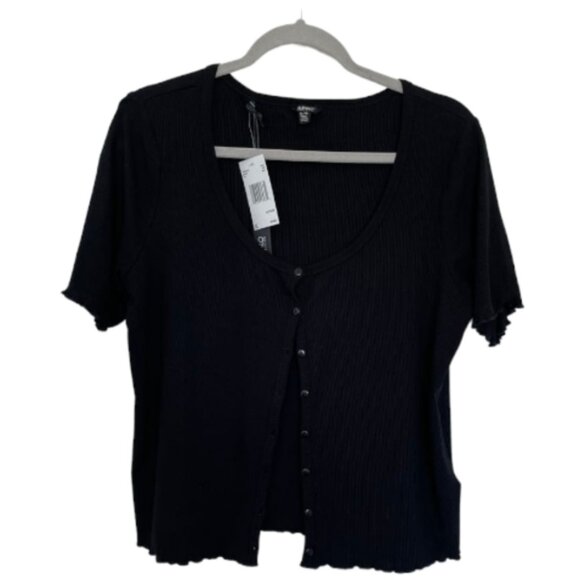 Black Buffalo David Bitton Women's Short Sleeve Ribbed Button Up Cardigan - Picture 1 of 13